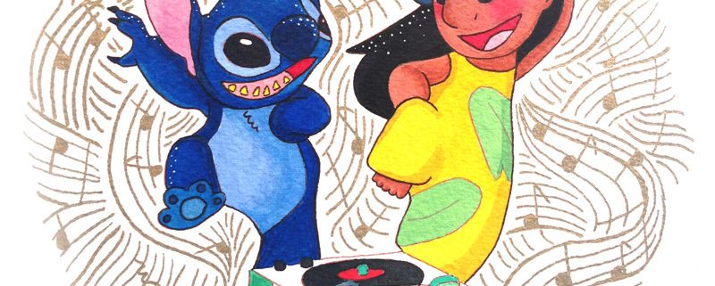 lilo and stitch dancing with record player